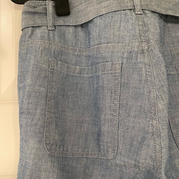 Banana Republic Chambray Cotton Blue Wide-Leg Pants with Tie, Size 0 - Picture 7 of 7